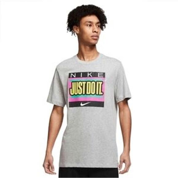 Nike Gray Just Do It Graphic Shirt Mens LG Training Basic Casual Everyday Retro - Picture 2 of 8